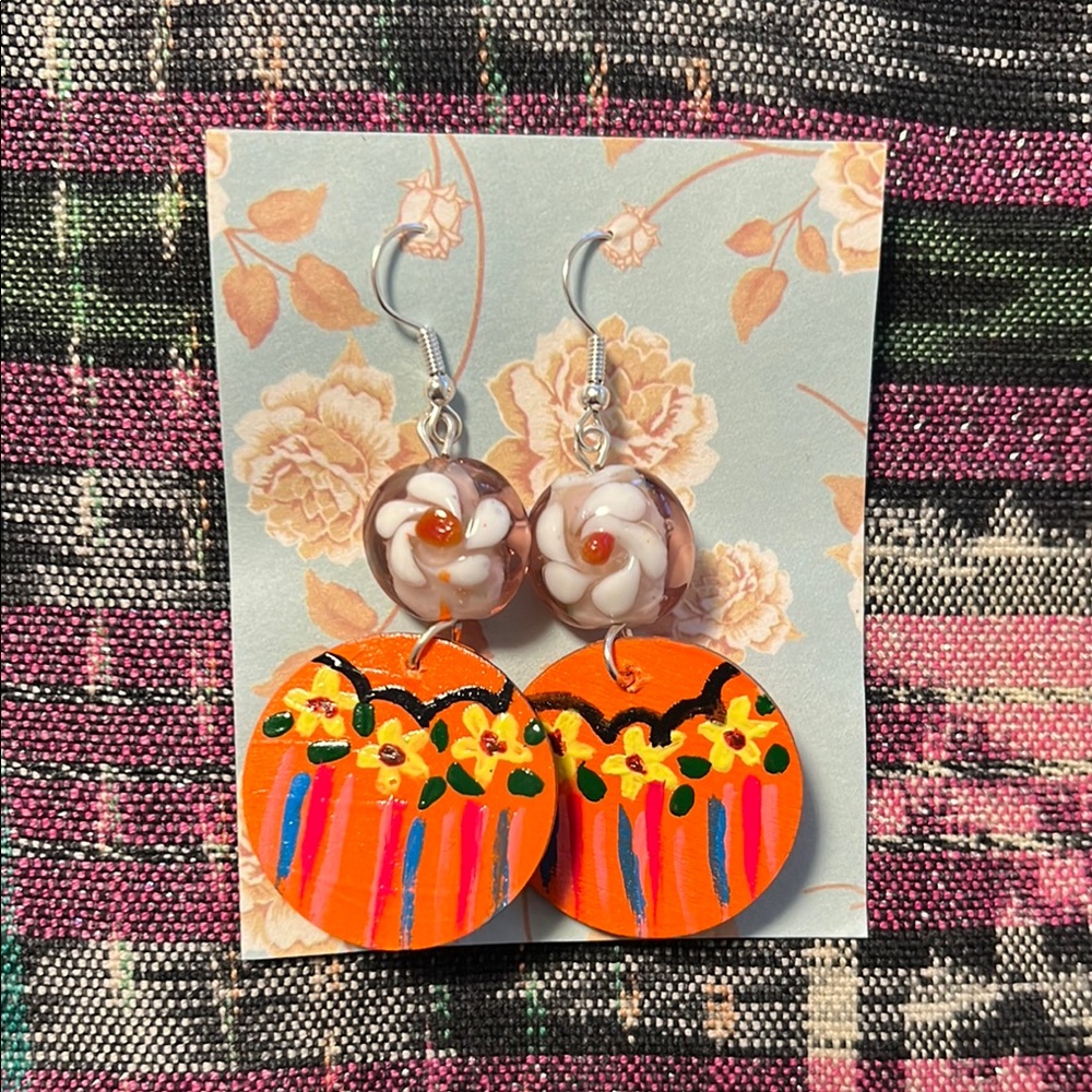 Vibrant handmade Floral Drop Earrings